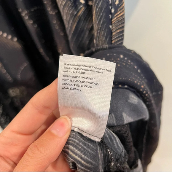 Farm Rio Black Lace Balloon Sleeve V Neck Lightweight Satin Maxi Dress Small - Picture 8 of 9